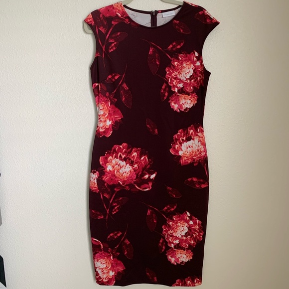 New York & Company Dresses & Skirts - New York & Company Burgundy Floral Sheath Dress